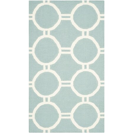 Safavieh Dhurries Hand Woven Flat Weave Small Rectangle Rugs Light Blue & Ivory - 3 x 5 ft. DHU636C-3